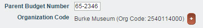 example of parent budget number with organization code