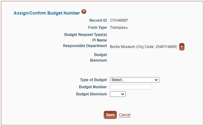 sera other item assign confirm budget number