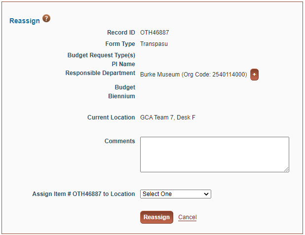 sera other item reassign