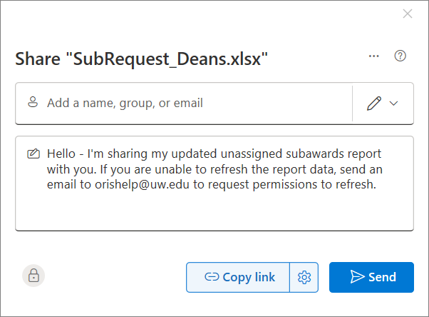 Screenshot showing the Share Report option.