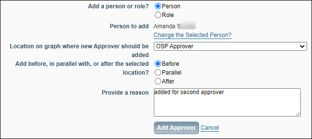 example add approver options
