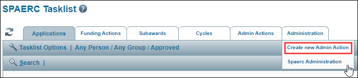 administration tab menu