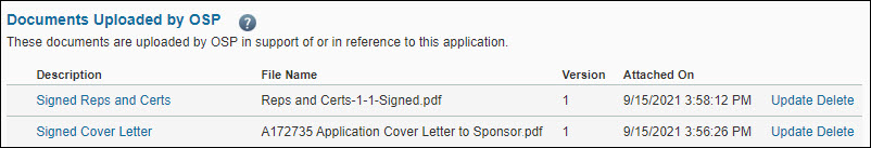 application attachment delete link