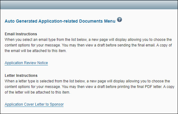 auto-generated documents for an application