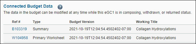 application attachments page connected budget links
