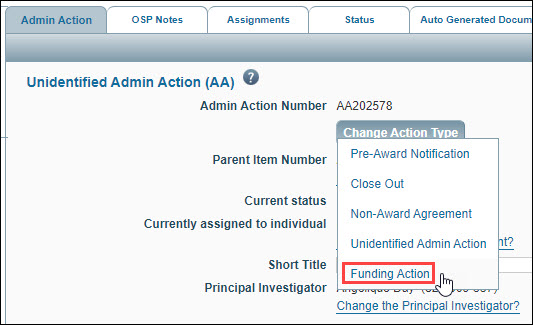 create a funding action
