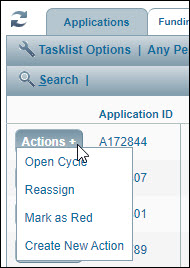 create new action from the tasklist