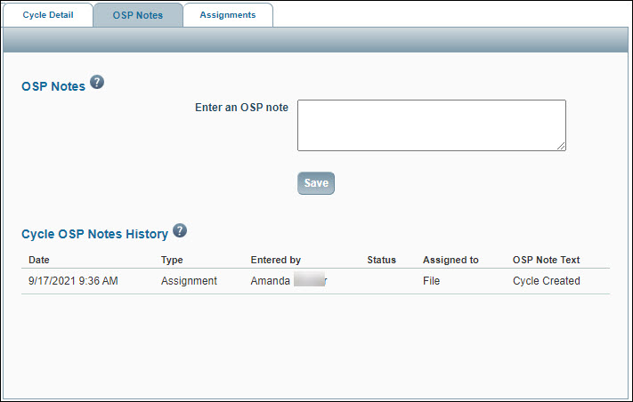 cycle O S P notes tab