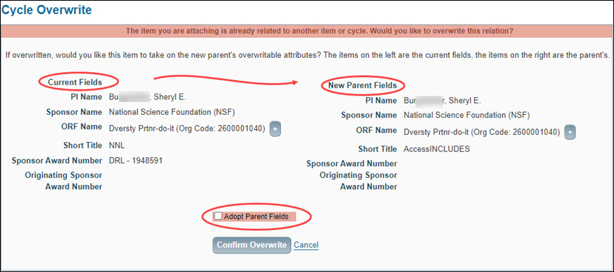 cycle overwrite dialog