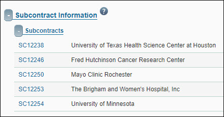 funding action subcontract information