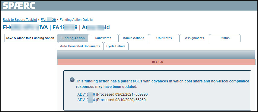 advance budget links on funding action