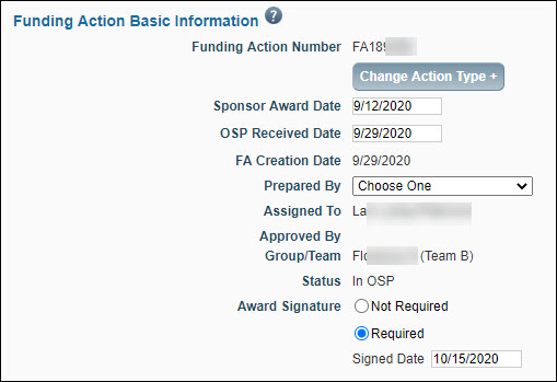 funding action basic information