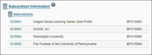 funding action subaward section