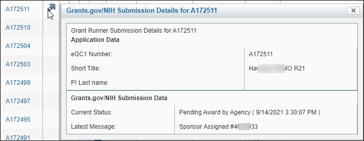 grant runner tasklist status flyout