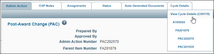 open cycle from cycle details tab flyout