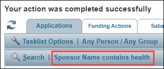search criteria on tasklist search bar