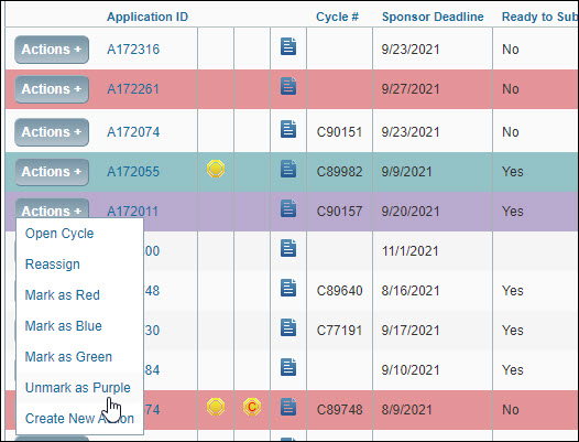 tasklist mark as color options