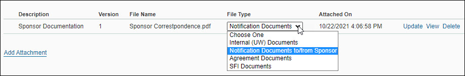 action attachment list