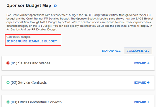 link to budget highlighted