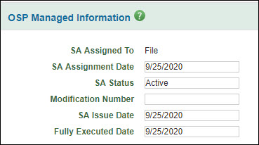 subaward o s p managed information section