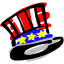 red, white and blue tophat