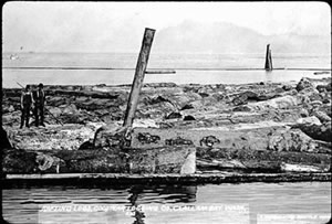 Logs rafted near Clallam Bay