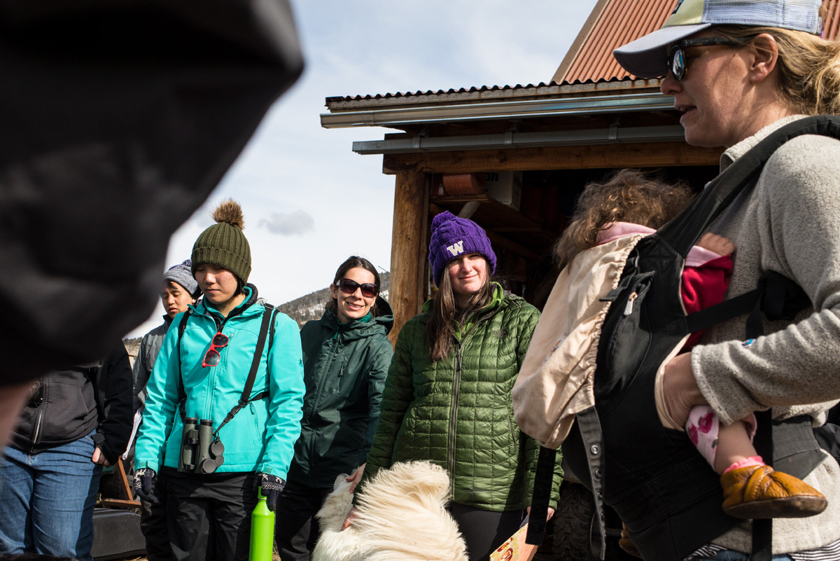 • Malou Anderson-Ramirez (far right) talks to students about the challenges and rewards of ranching on the Yellowstone border.